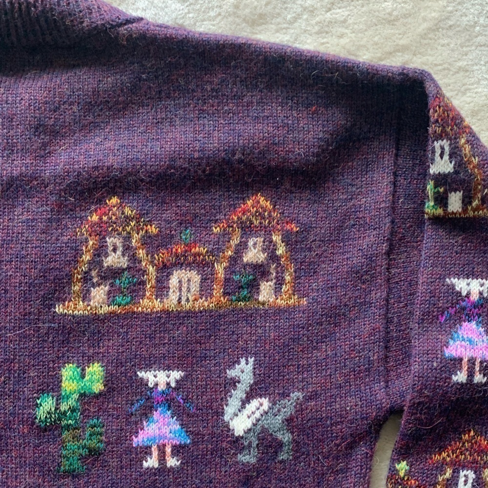 BABY ALPACA Women’s Medium Purple Knit Button Down Cardigan - Picture 12 of 15